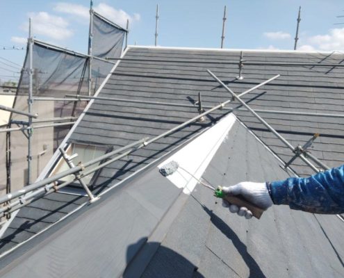 棟板金 下塗り塗装